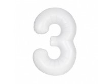 Folinis balionas "3", baltas (86 cm)
